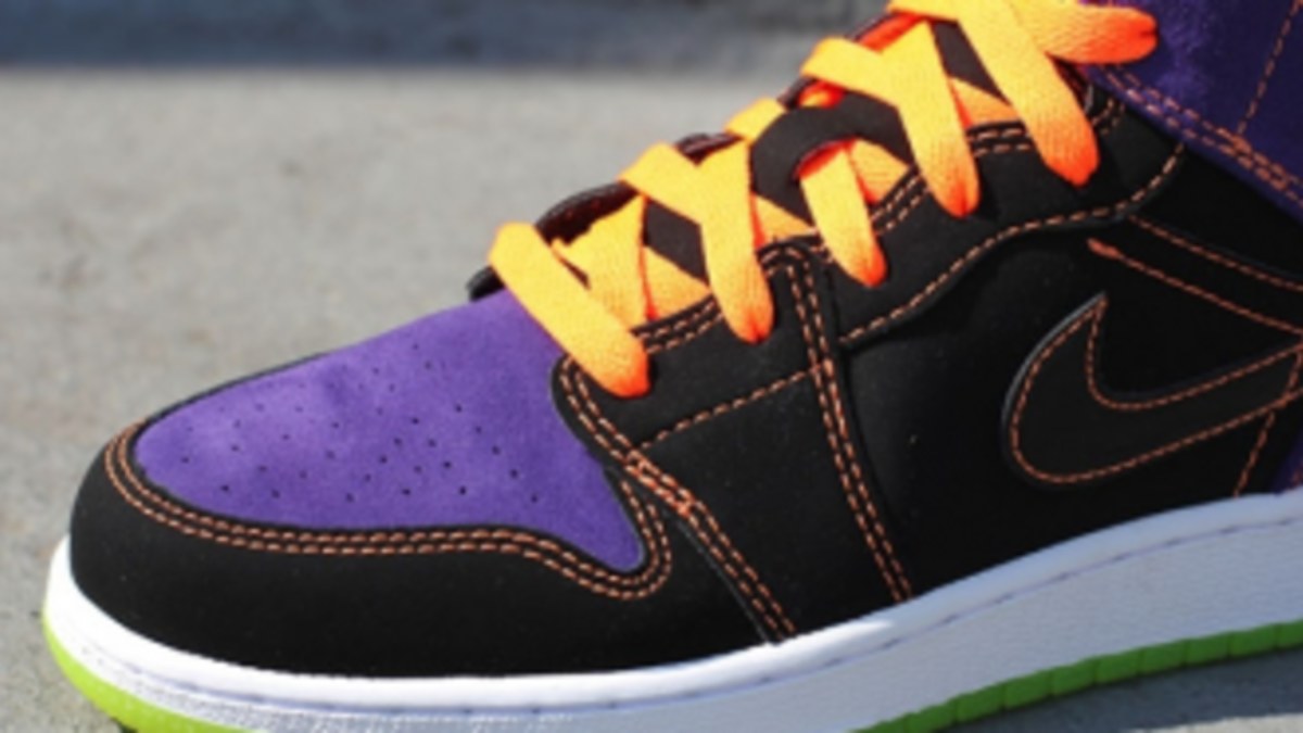 Purple and orange jordans best sale