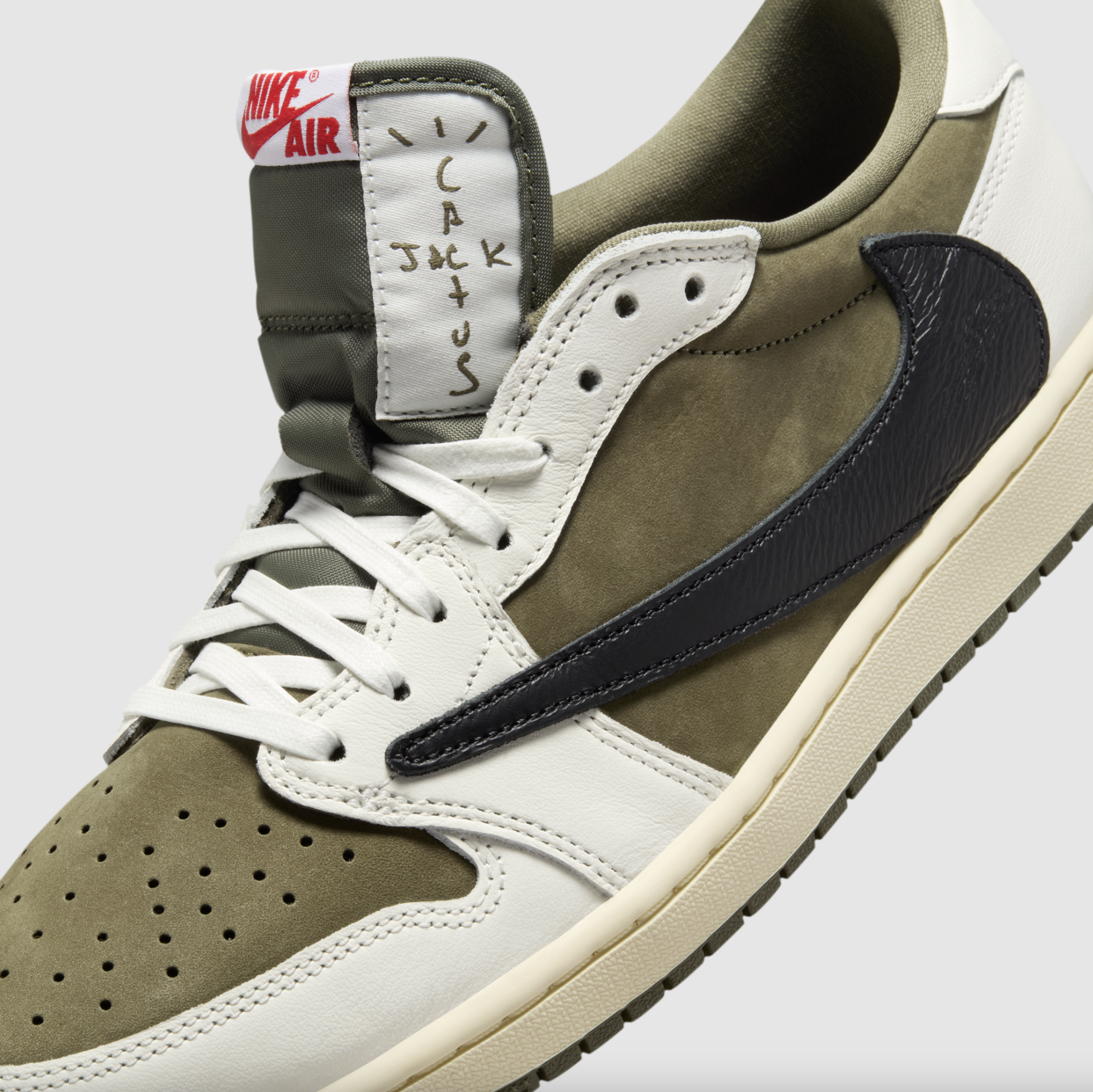 Travis Scott x Air Jordan 1 ' Medium Olive' Collab Releas