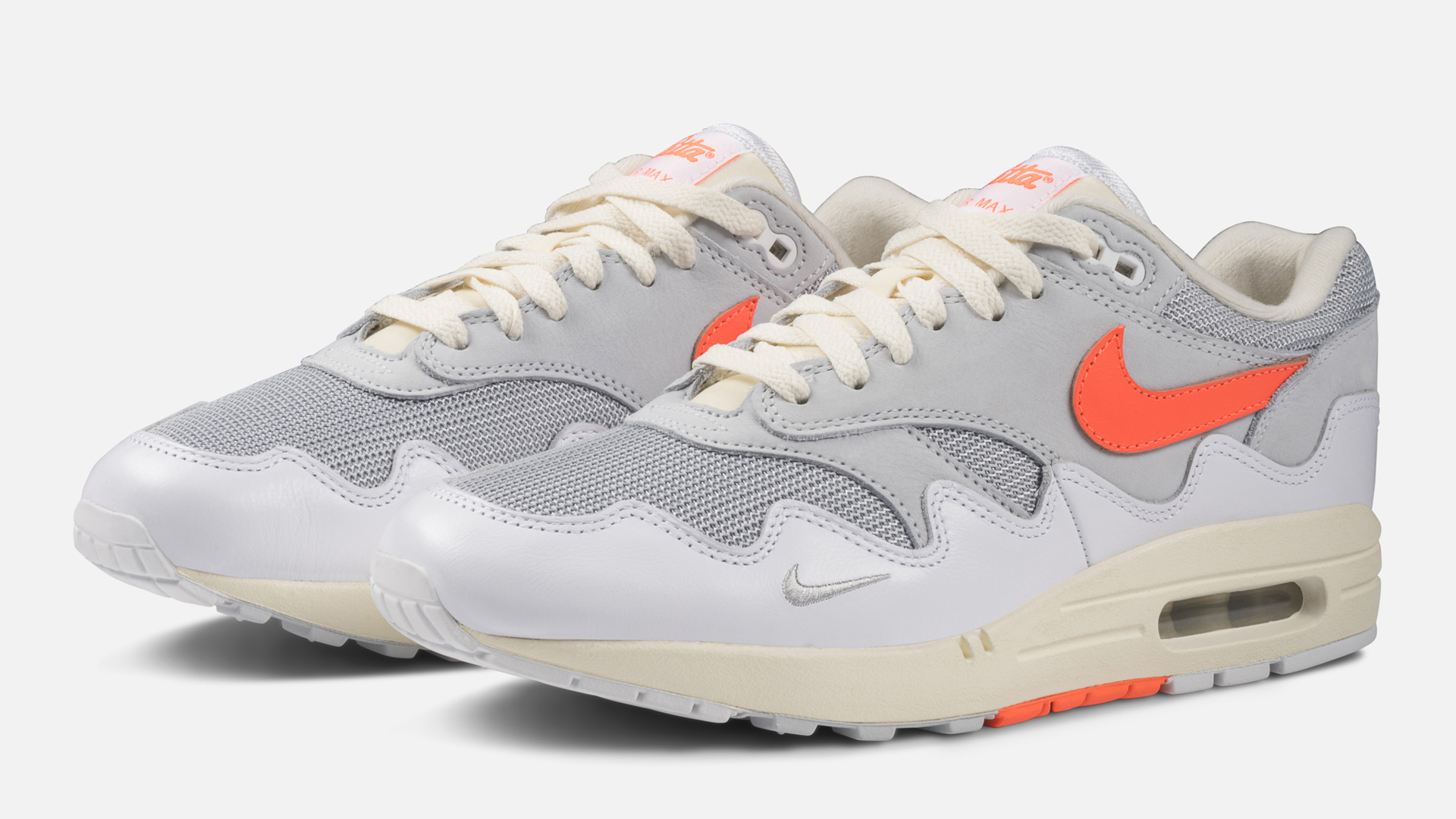 Patta x Nike Air Max 1 'Wave' Collab in White/Hyper Crimson