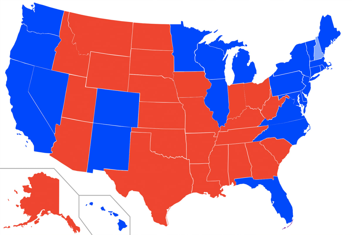 Usa Map Red And Blue States 2024 Map of world