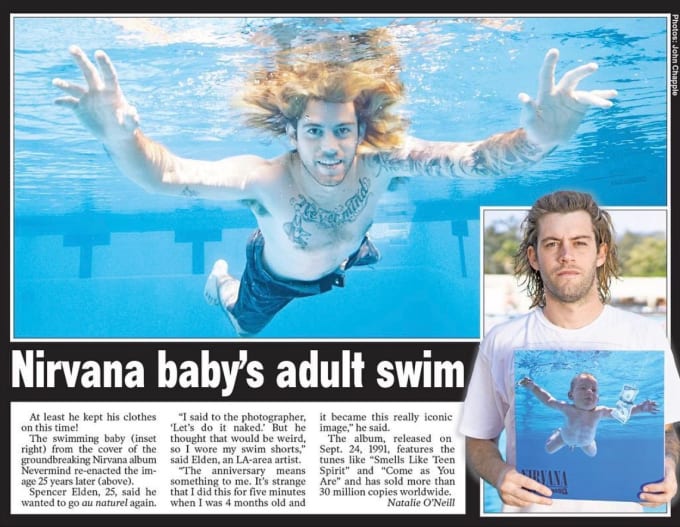 Nirvana baby recreates Nevermind cover 25 years on | Newshub