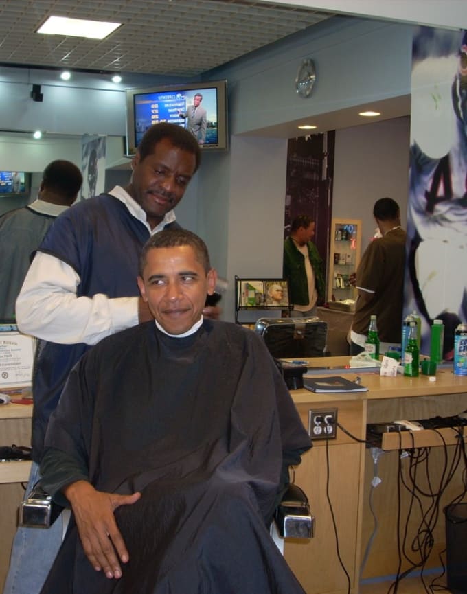 President Obama and his barber Zariff