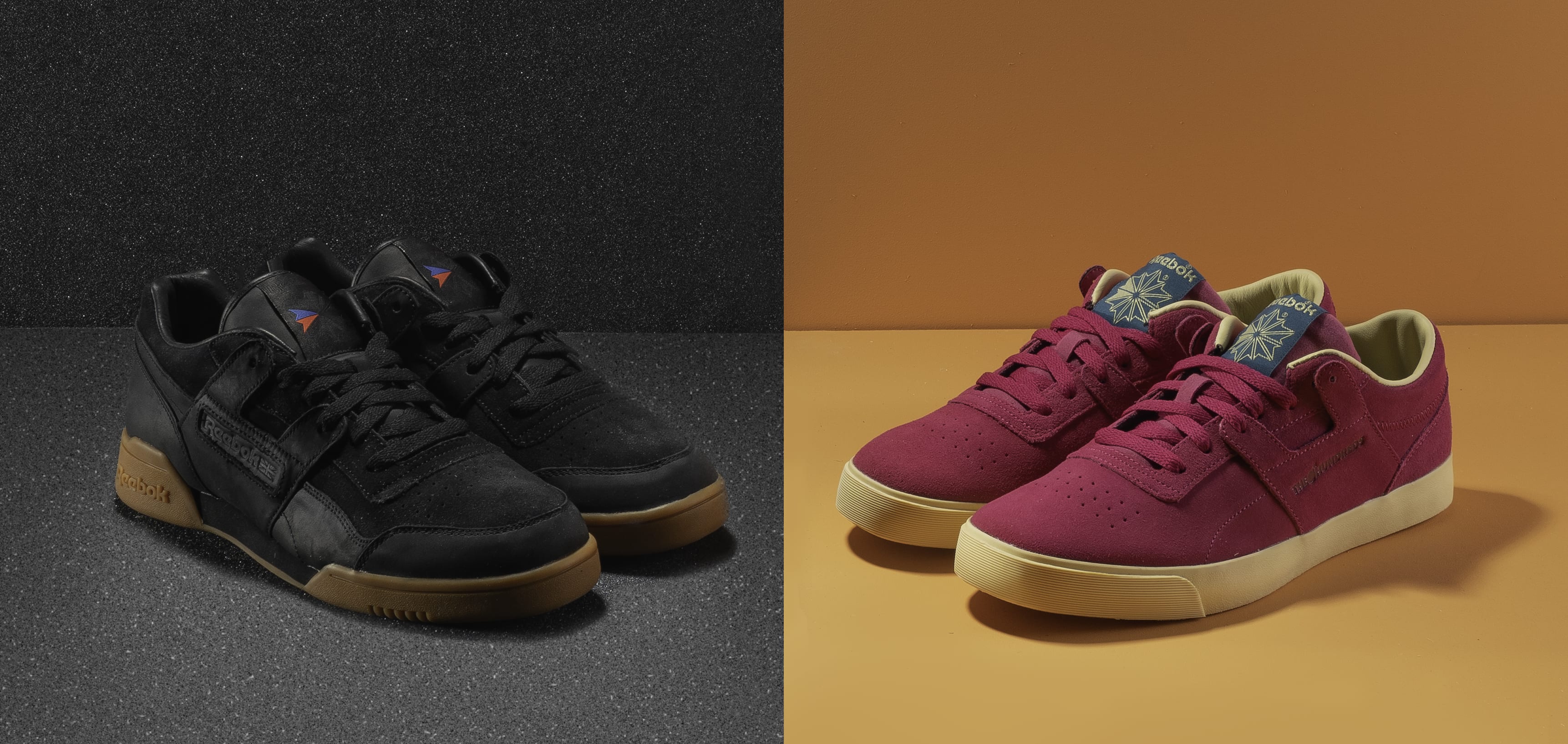 Reebok workout black suede trainers fvs clearance