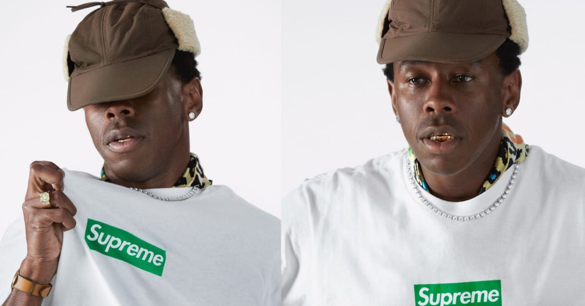 Tyler the Creator Wears Box Logo Tee in Supreme Campaign