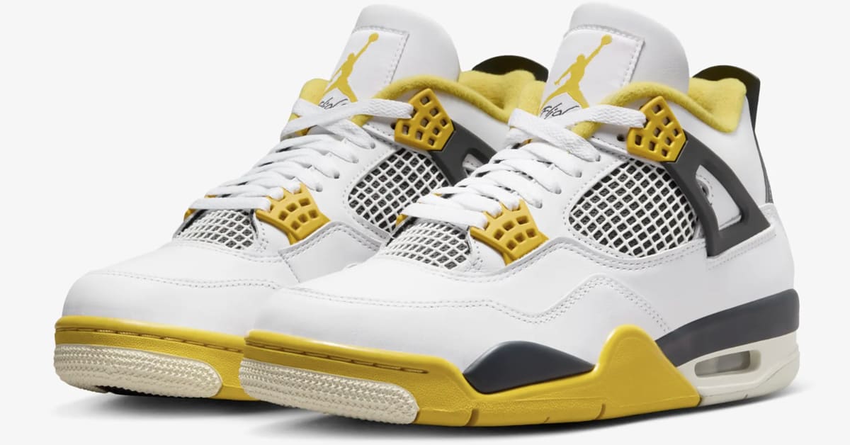 Air Jordan 4 ホワイト/イエロー 🔥Air Jordan 4 Retro Vivid Sulfur AQ9129-101 Women's Size