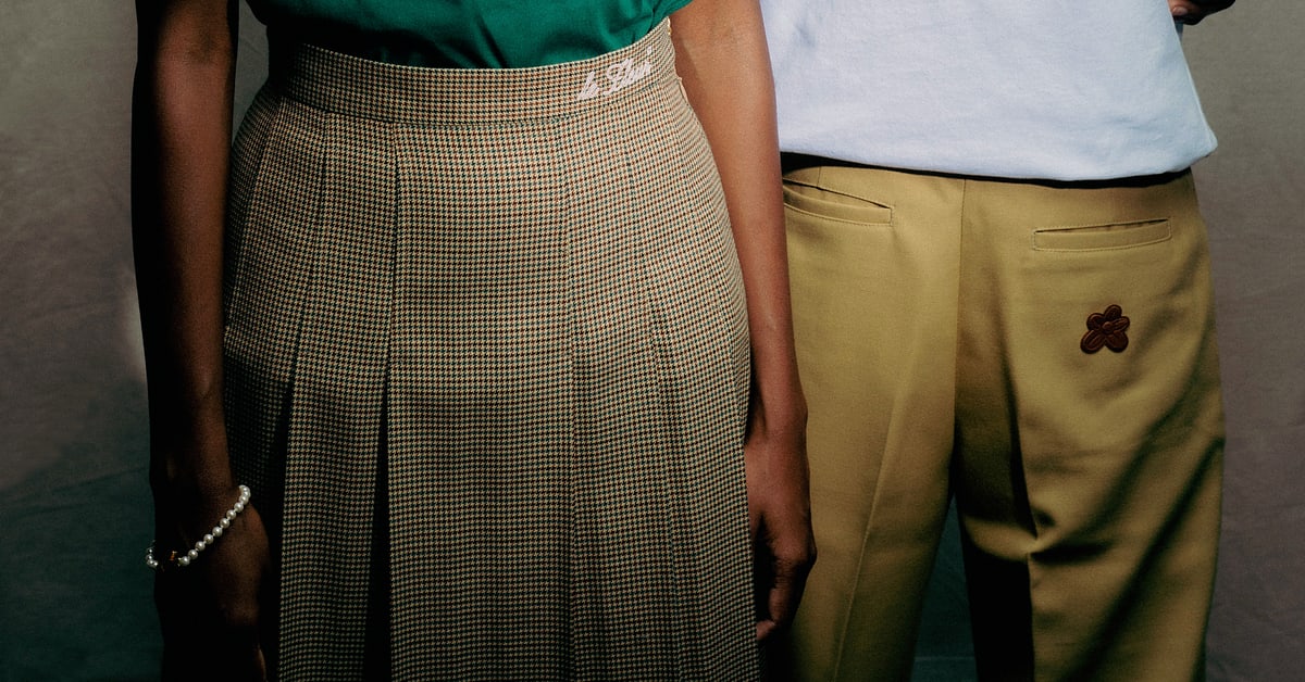 パンツ LE FLEUR x LACOSTE BEIGE PLEATED TROUSER Lacoste Co Le Fleur* X Pleated Regular-fit Woven Trousers in