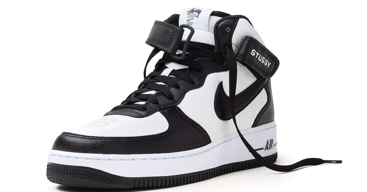 Stussy × Nike TD Air Force 1 Mid Stussy x Nike Air Force 1 Mid Black White Men's Size 10.5