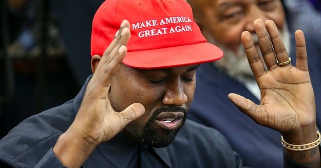 Kanye West Steps Out in Make America Great Again Hat