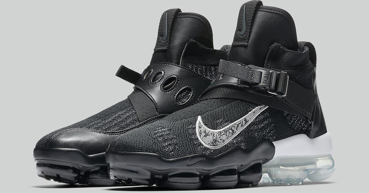 Vapormax black metallic silver top