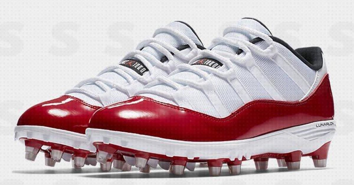 Red jordan 11 cleats online
