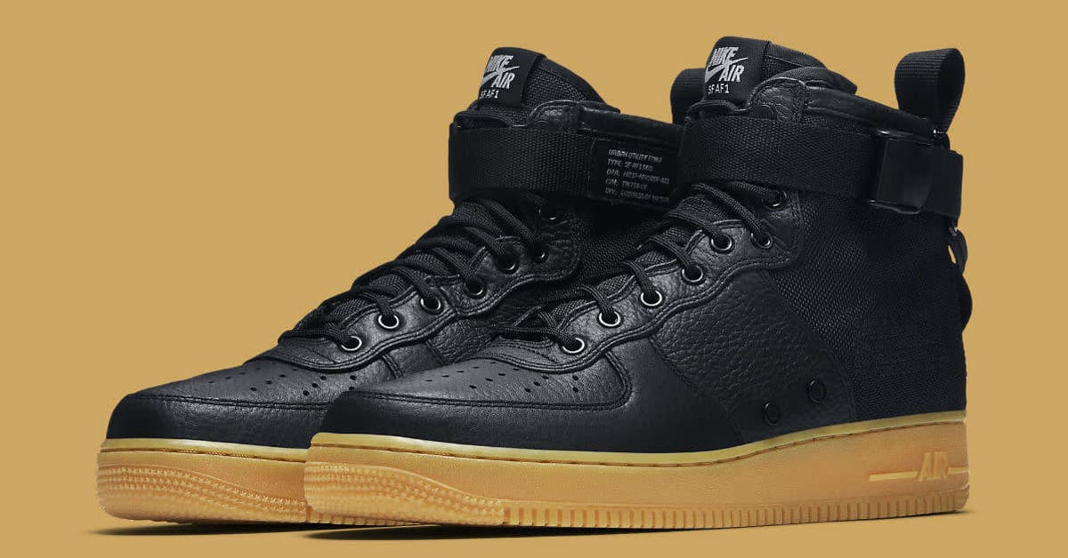 Nike sf air force 1 mid black gum clearance