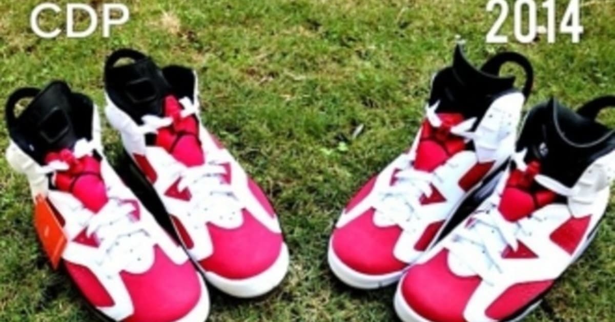 Air Jordan 6 Carmine Comparrison