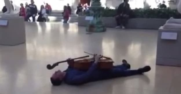 Musicians Lie on The Ground and Play Instruments at the Met for the ...