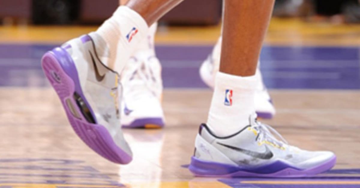 Kobe Bryant Wears Grey / Purple Kobe 8 PE