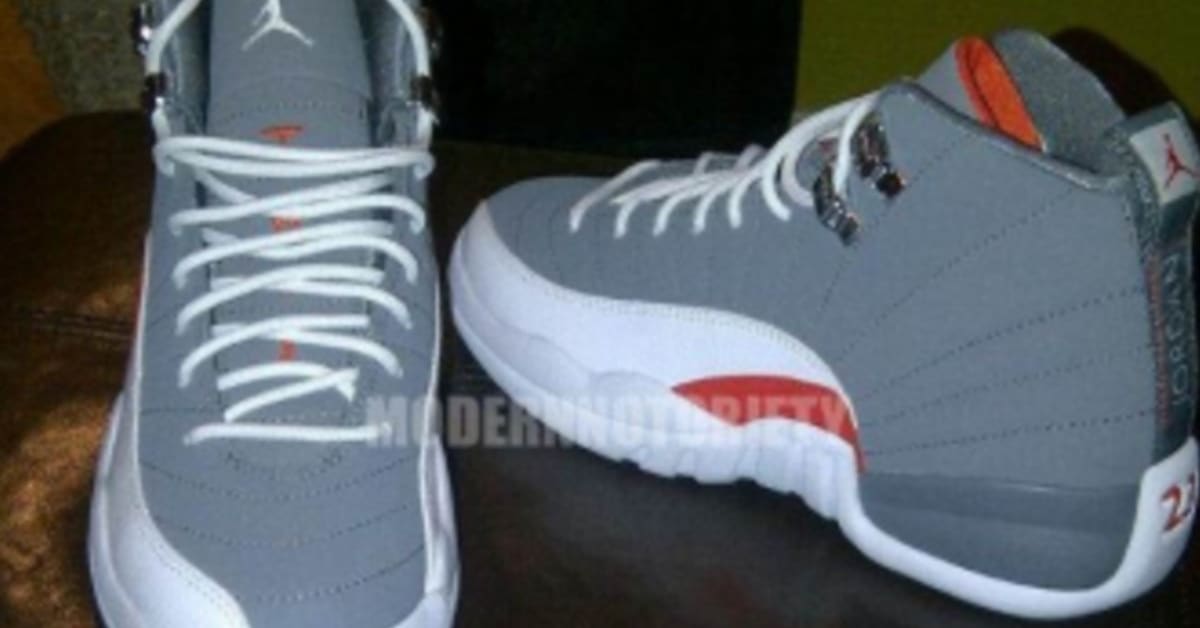 Grey white orange 12s top