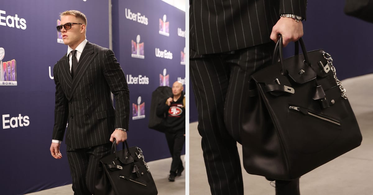 Christian McCaffrey Shows Off His 60 000 Hermes Bag at Super Bowl