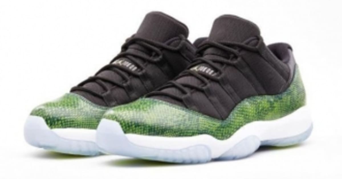 Jordan 11 low green snakeskin release on sale