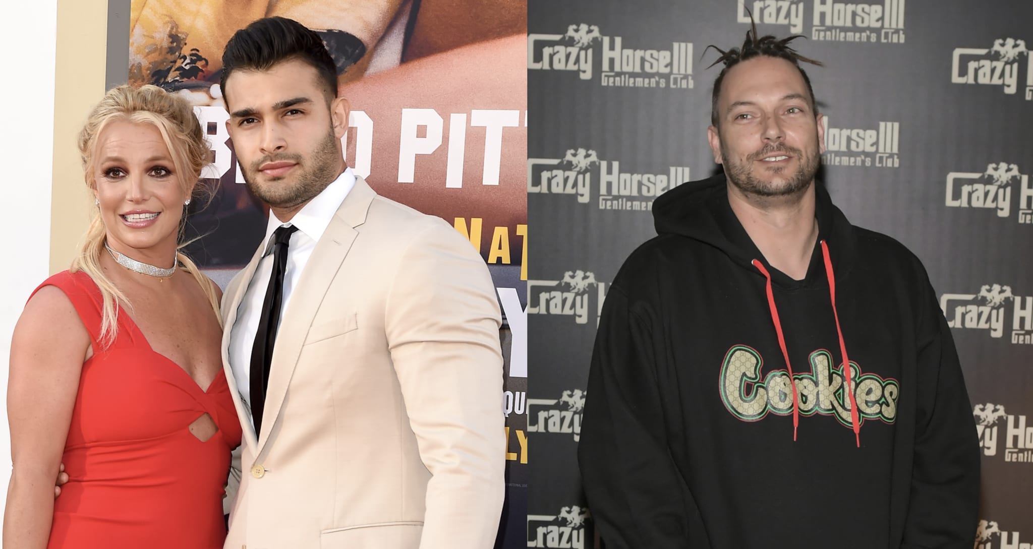 HOLLYWOOD, CALIFORNIA - JULY 22: Britney Spears and Sam Asghari attend Sony Pictures' "Once Upon a Time ... in Hollywood" Los Angeles Premiere on July 22, 2019 in Hollywood, California. 

LAS VEGAS, NV - MARCH 24: DJ Kevin Federline arrives at the Crazy Horse III Gentlemen's Club to celebrate his birthday on March 24, 2018 in Las Vegas, Nevada.
