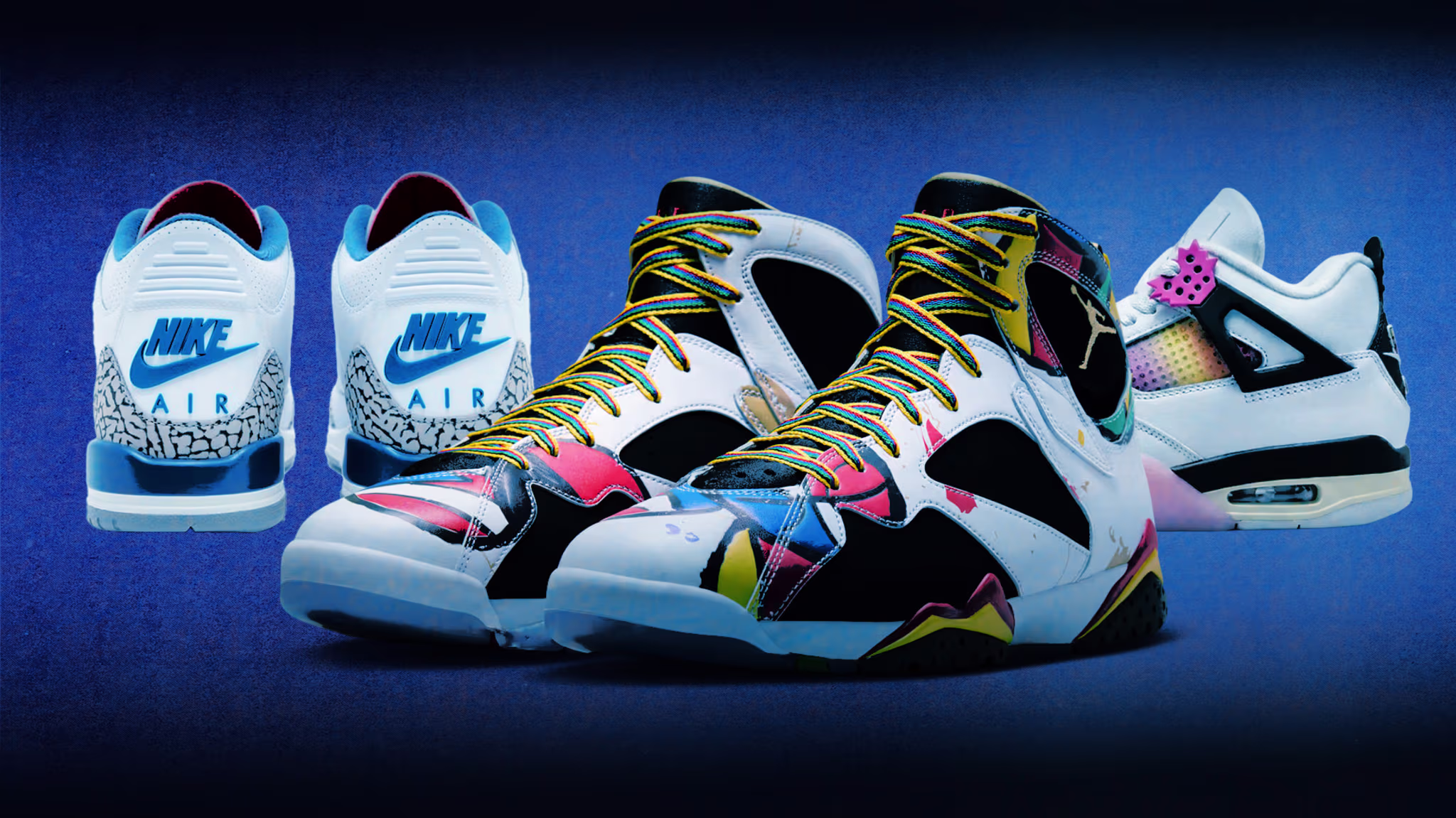 'Miro' Air Jordan 7, 'True Blue' Air Jordan 3, 'Comic' Air Jordan 4