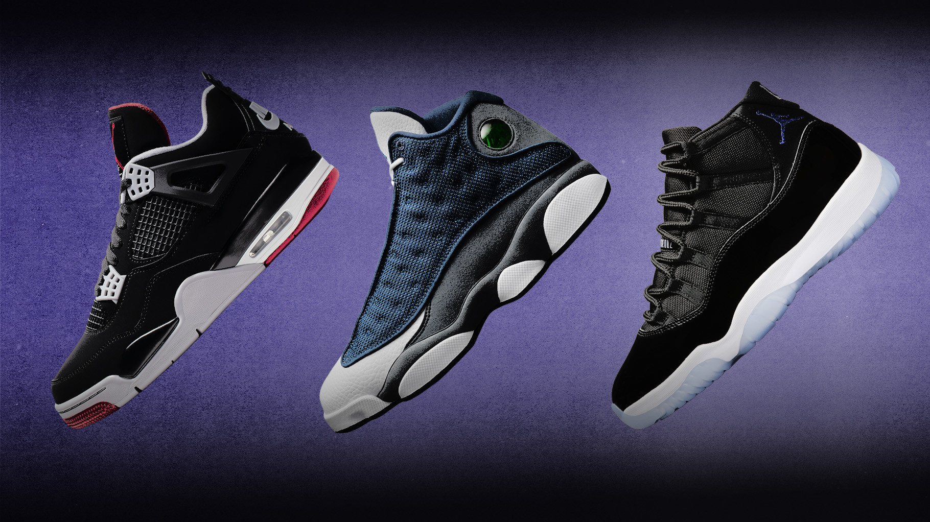 Air Jordan 11 'Space Jam,' Air Jordan 13 'Flint,' Air Jordan 4 'Bred' 