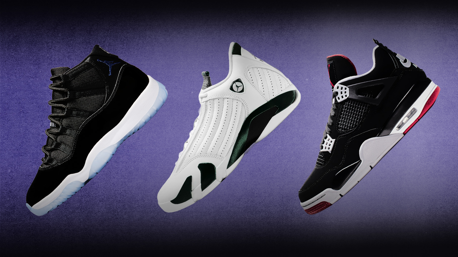 'Space Jam' Air Jordan 11, 'Forest Green' Air Jordan 14, 'Bred' Air Jordan 4