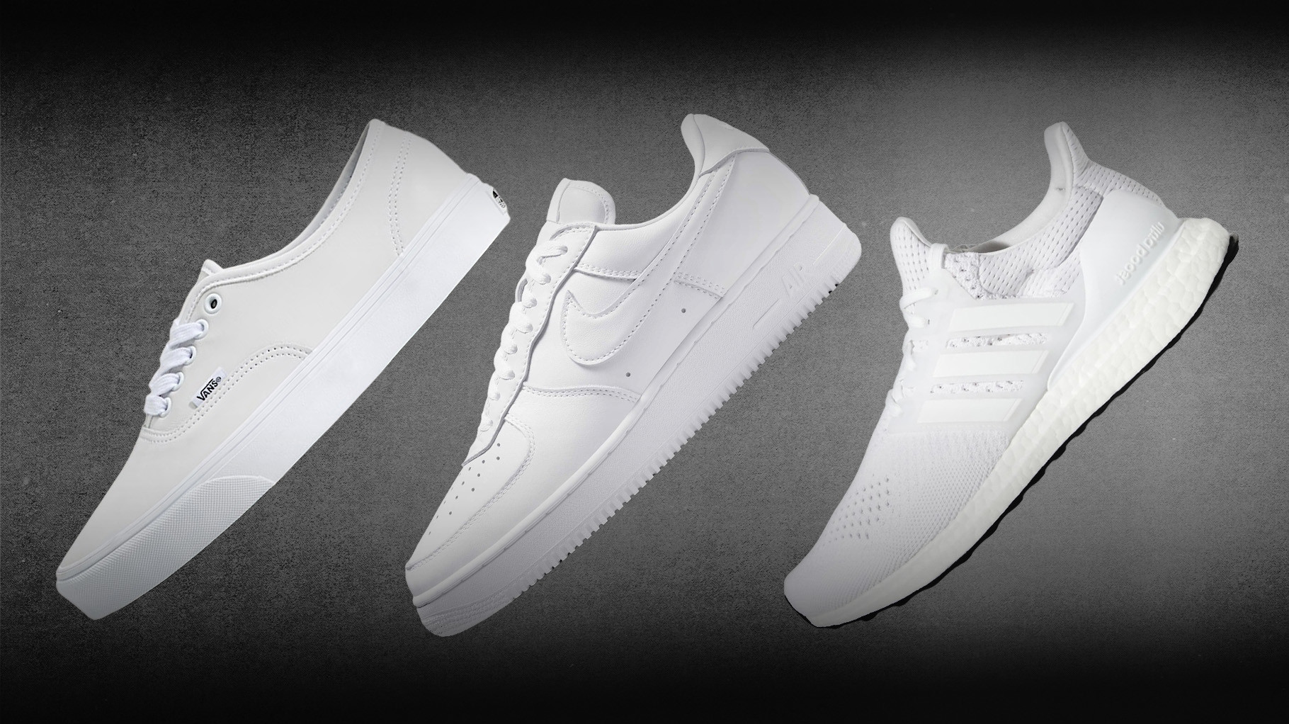 Vans Authentic, Nike Air Force 1 Low, Adidas Ultra Boost 1.0