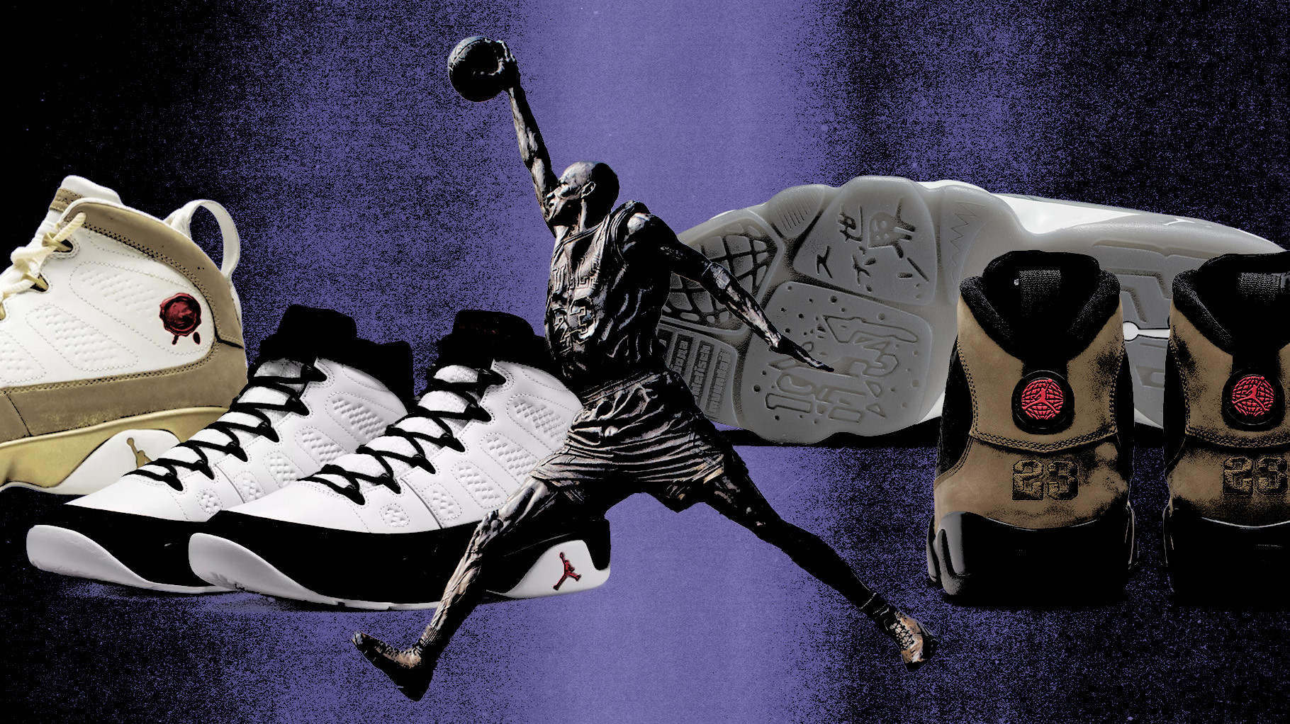 Air Jordan 9 'Bin 23,' Air Jordan 9 'Space Jam,' Air Jordan 9 'Cool Grey,' Air Jordan 9 'Olive'