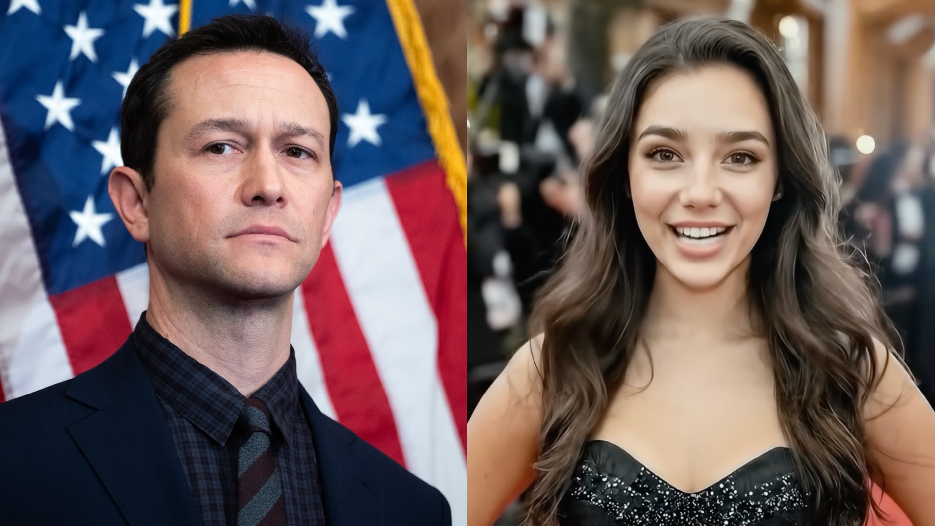 (L-R) Joseph Gordon-Levitt and AI actor Tilly Norwood.