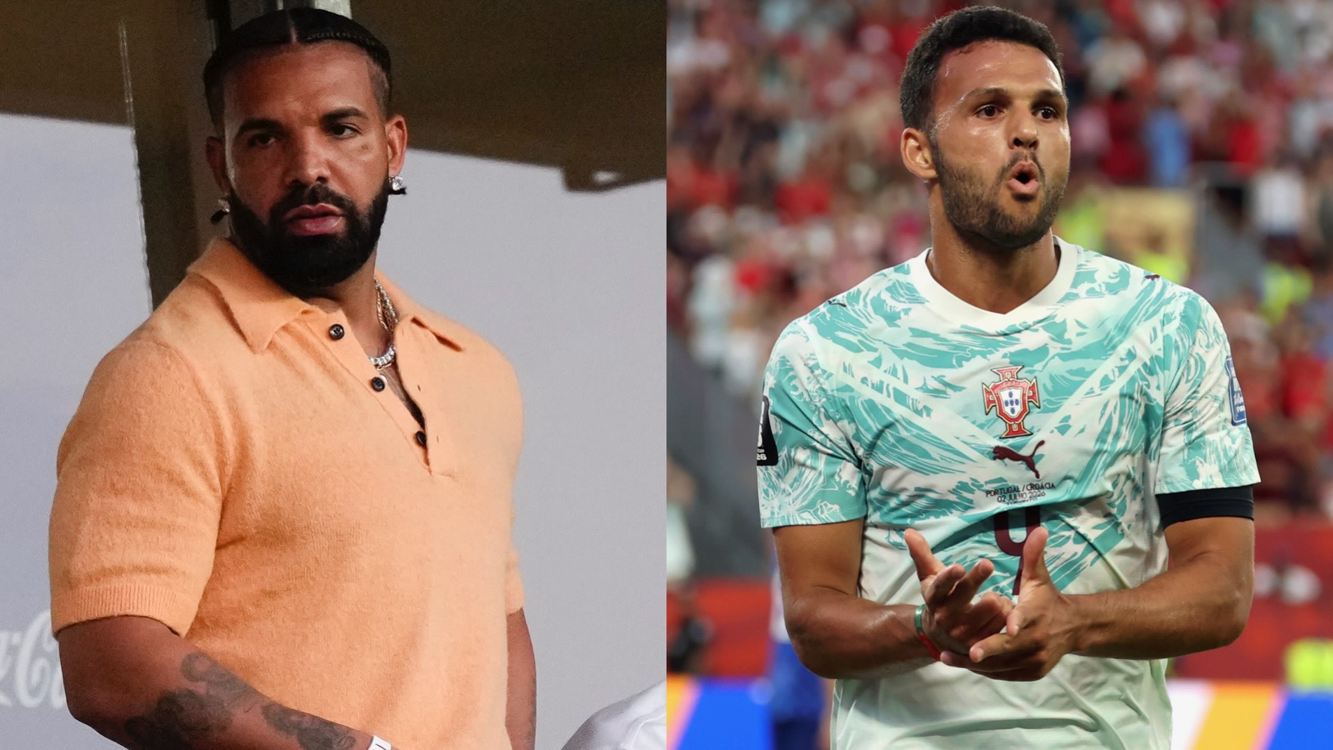 (L-R) Drake and Gonçalo Ramos.