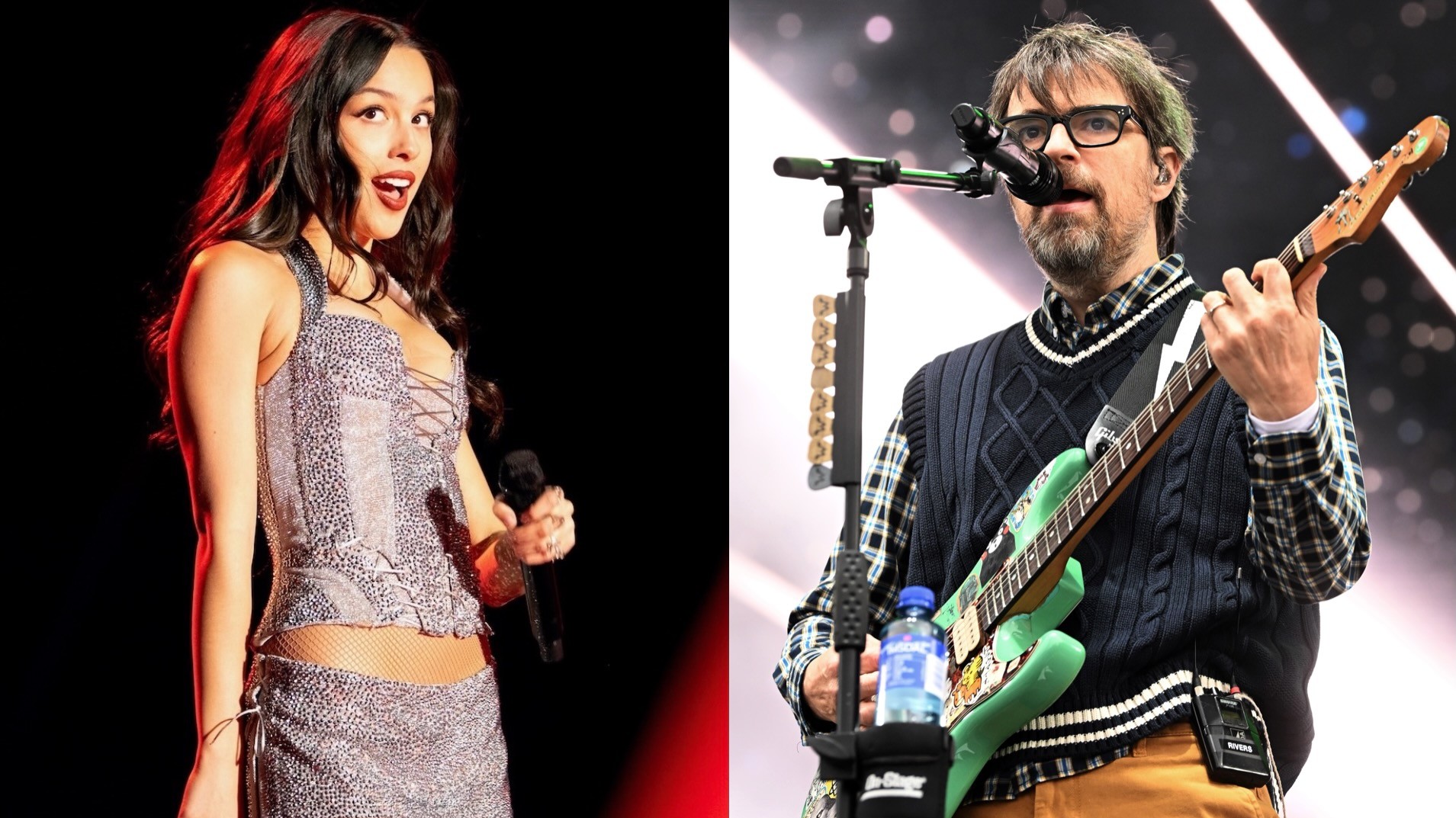 (L-R) Olivia Rodrigo and Rivers Cuomo of Weezer.