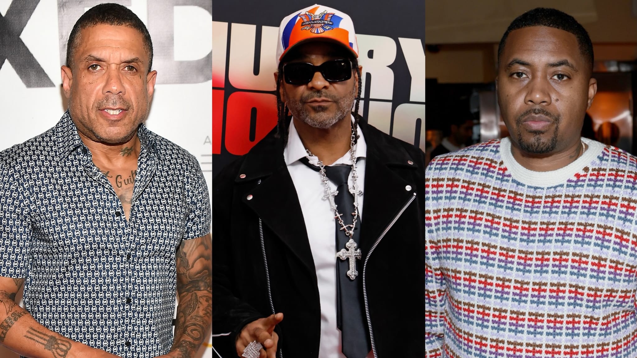 (L-R) Benzino, Jim Jones and Nas.