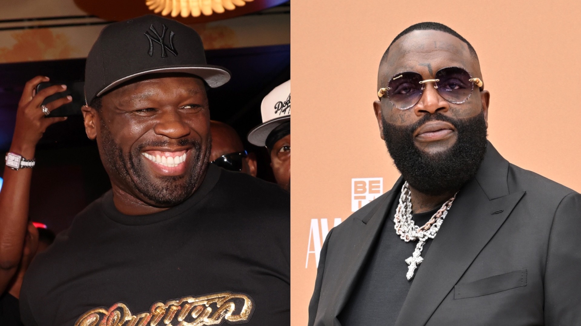 (L-R) 50 Cent and Rick Ross.