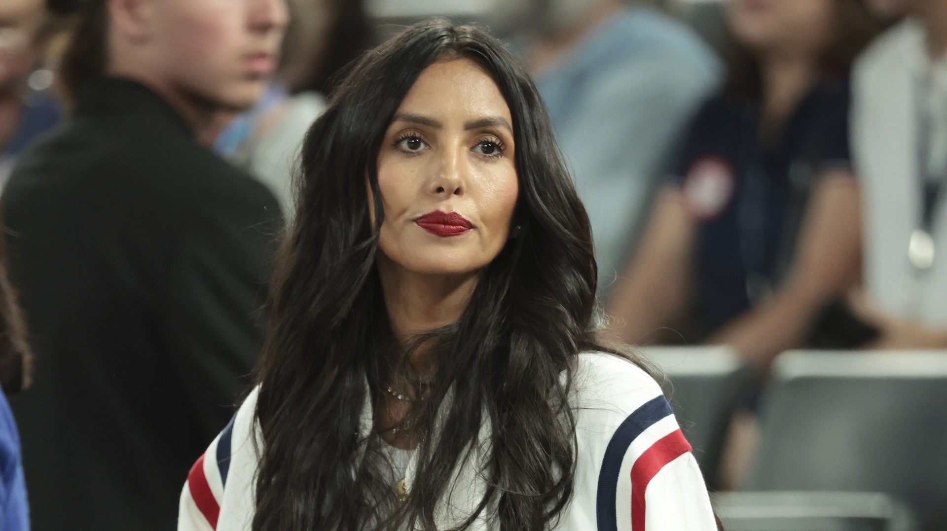 PARIS, FRANCE - AUGUST 11: Vanessa Bryant attends the Basketball Women's Gold Medal match between Team France and Team USA on day sixteen of the Olympic Games Paris 2024 at Bercy Arena on August 11, 2024 in Paris, France.