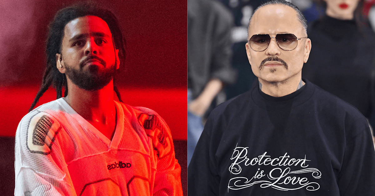 J. Cole Wears Willy Chavarria x adidas Hoodie in Apple Interview