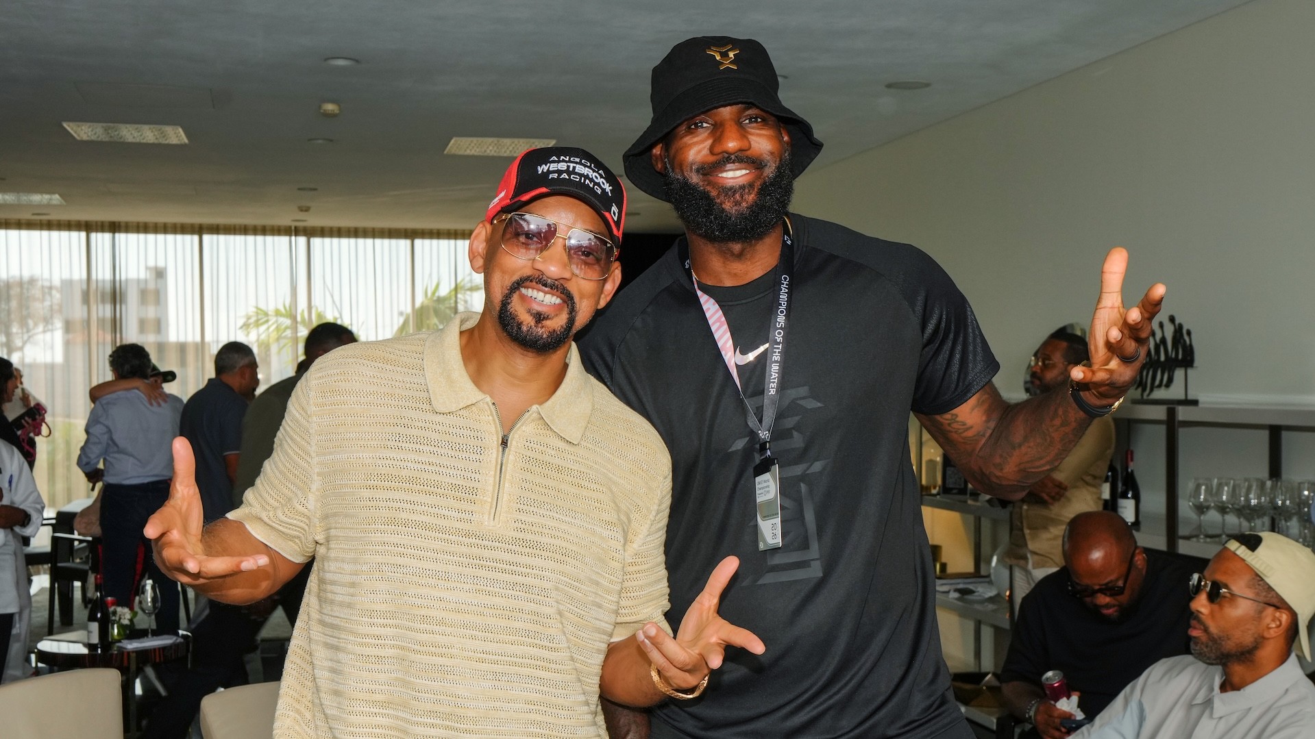 Will Smith, Owner of Westbrook Racing by Visit Angola and Lebron James, Owner of Team AlUla pose for a photo during the E1 Series Luanda GP.