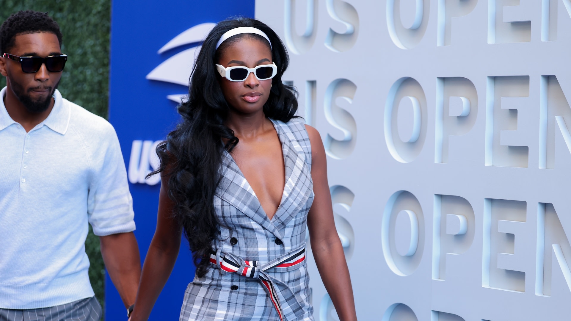 NEW YORK, NEW YORK - SEPTEMBER 11: Donovan Mitchell and Coco Jones on the Blue Carpet during Day Thirteen of the 2026 US Open at USTA Billie Jean King National Tennis Center on Friday, September 11, 2026 in Flushing, NY.