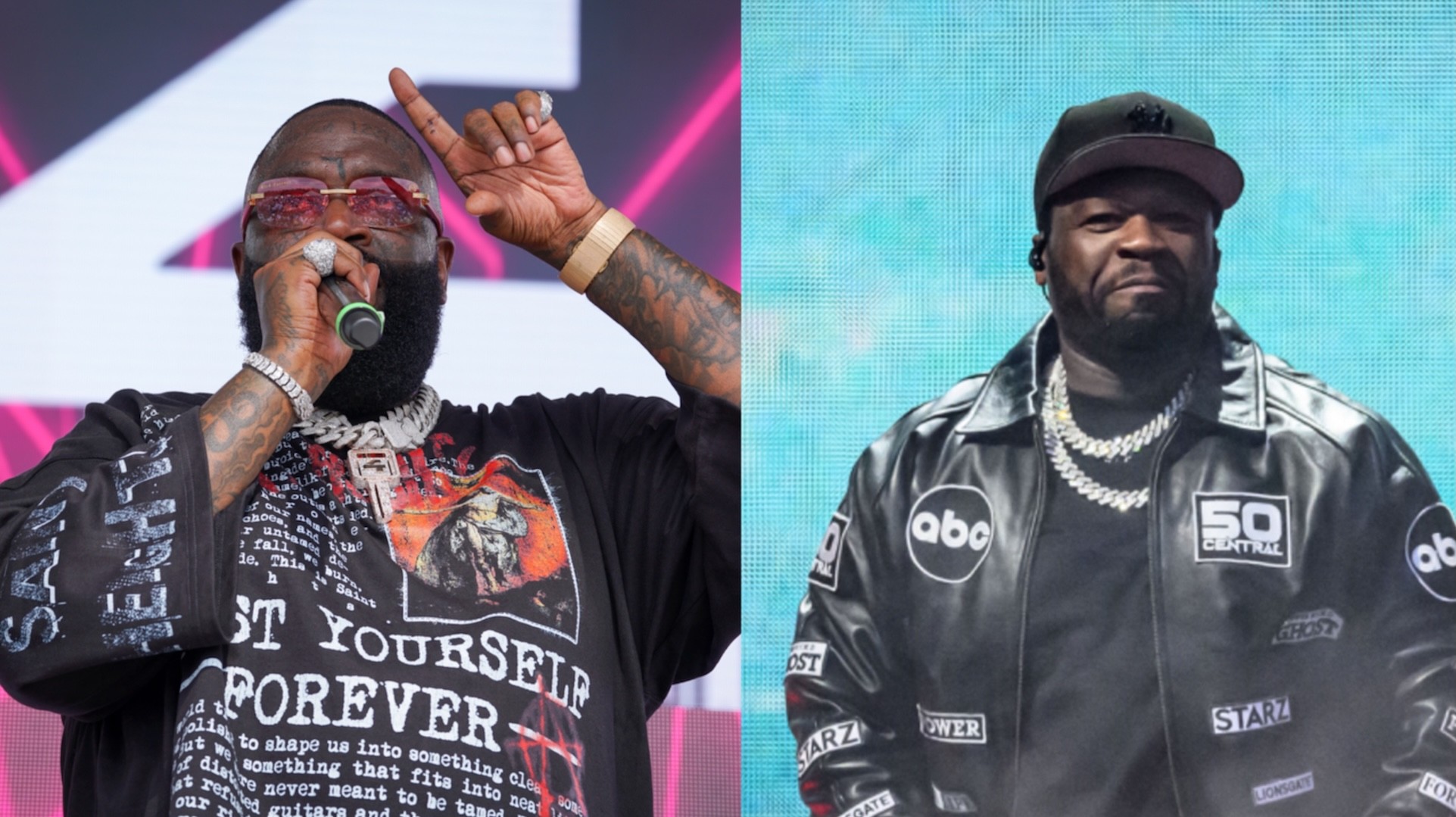 (L-R) Rick Ross and 50 Cent.