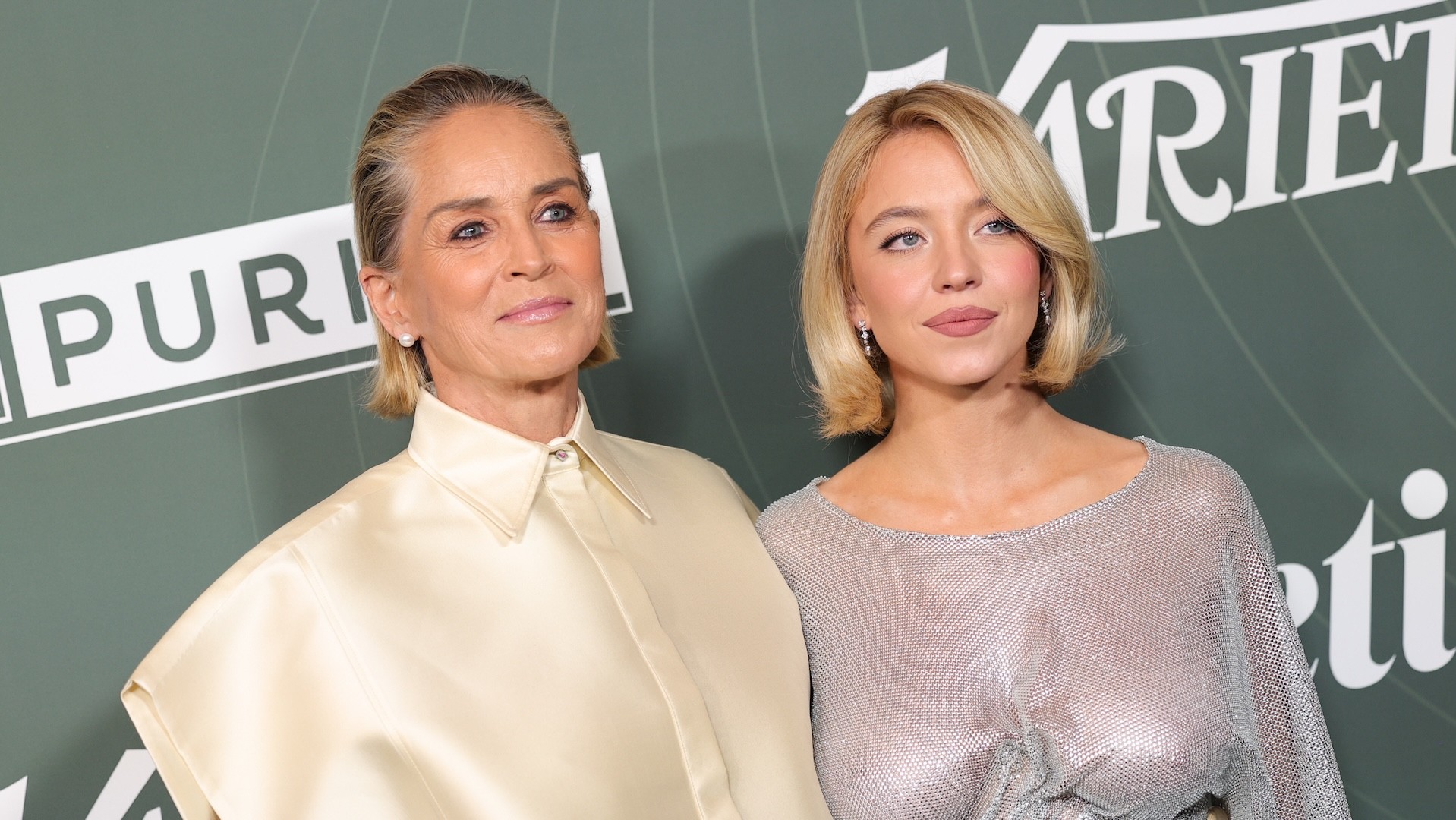 (L-R) Sharon Stone and Sydney Sweeney.