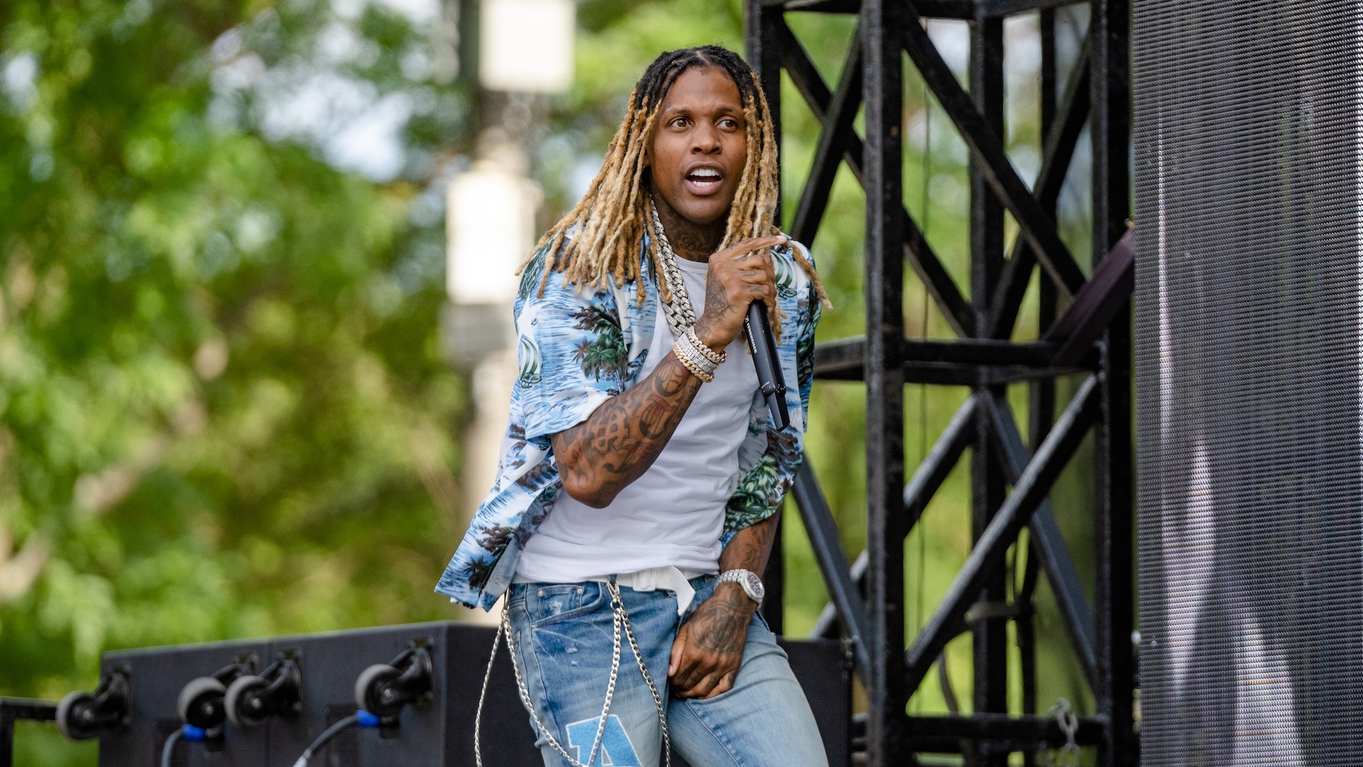 CHICAGO, ILLINOIS - JULY 30: Lil Durk performs during Lollapalooza at Grant Park on July 30, 2022 in Chicago, Illinois.