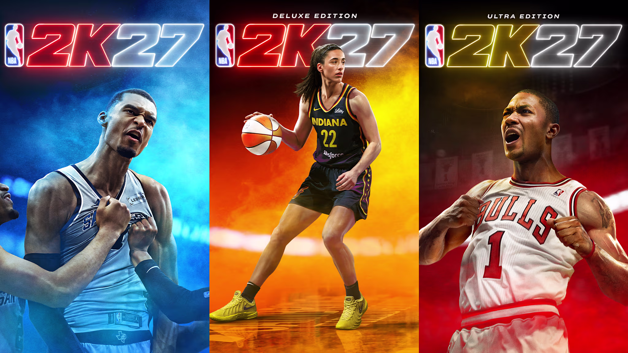 Victor Wembanyama, Caitlin Clark, Derrick Rose cover NBA 2K27