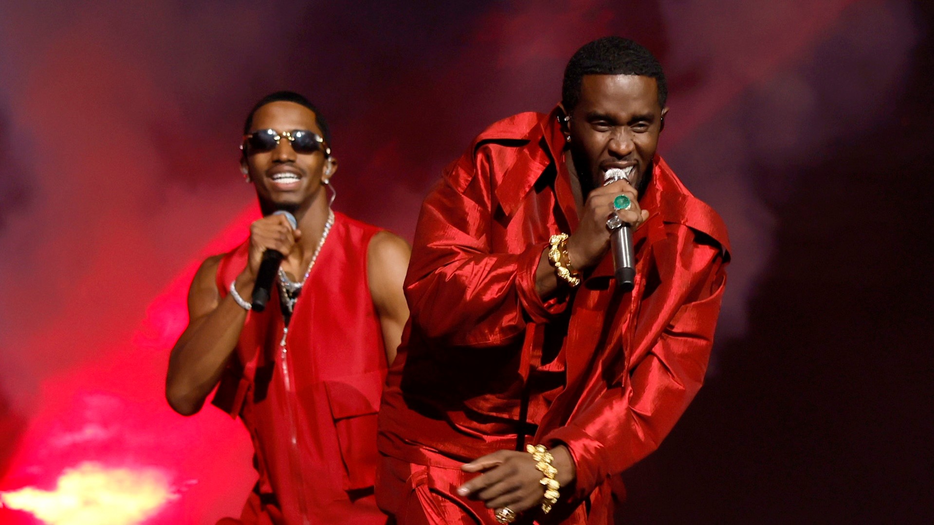NEWARK, NEW JERSEY - SEPTEMBER 12: King Combs and Diddy perform onstage during the 2023 MTV Video Music Awards at Prudential Center on September 12, 2023 in Newark, New Jersey. 