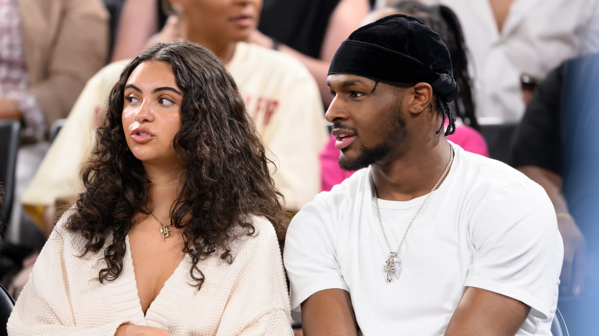 Bronny James and Parker Whitfield attend men's basketball games at the Olympic Games Paris 2024.