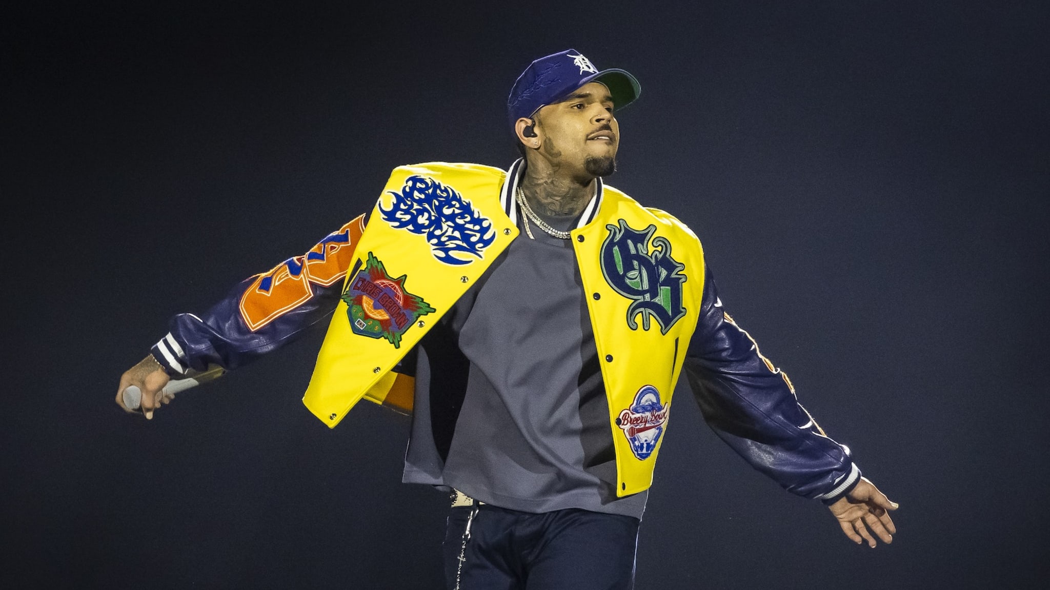 Chris Brown performs during the Chris Brown: Breezy Bowl XX Tour at Ford Field in Detroit.