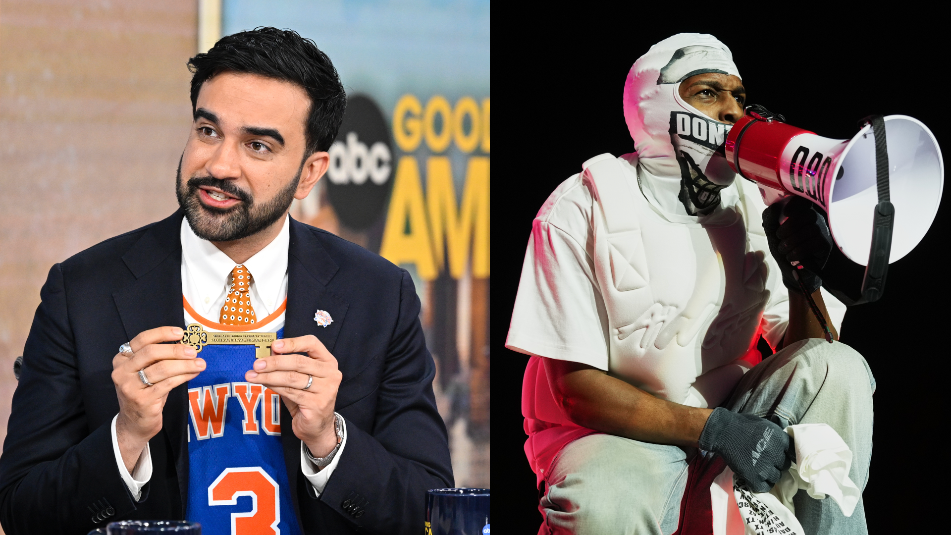 GOOD MORNING AMERICA - 6/18/26 -Show coverage of "Good Morning America" on 6/18/26 on ABC.(ABC/Paula Lobo)ZOHRAN MAMDANI 
A$AP Rocky performs onstage at 2026 Governors Ball Music Festival held at Flushing Meadows Corona Park on June 07, 2026 in New York, New York. 