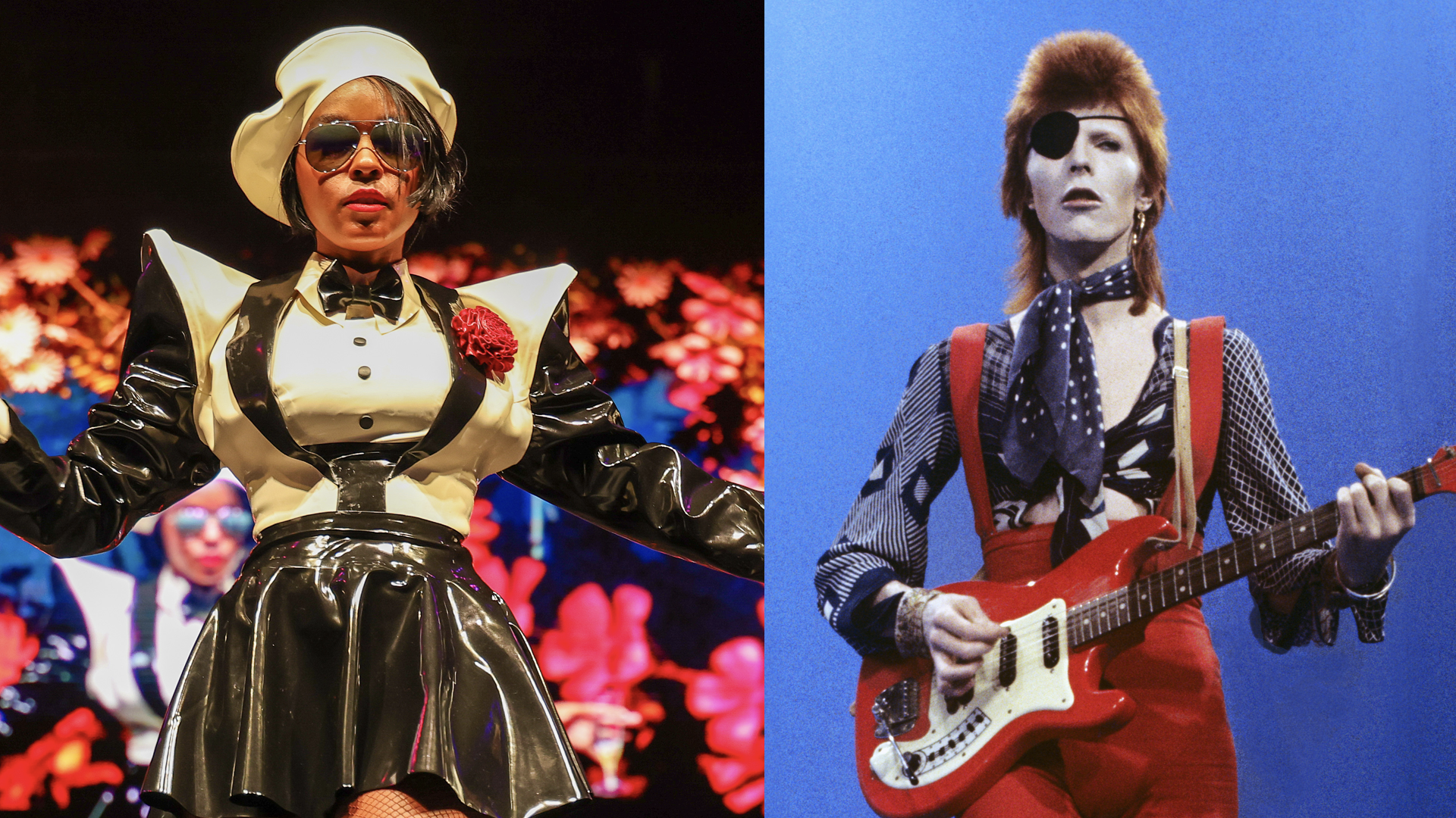 SEATTLE, WASHINGTON - AUGUST 31: (EDITORIAL USE ONLY) Janelle Monae performs onstage during the Bumbershoot Arts and Music Festival at Seattle Center on August 31, 2025 in Seattle, Washington.

David Bowie (wearing an eyepatch) performs 'Rebel Rebel' on the TV show TopPop on 7th February 1974 in Hilversum, Netherlands. He plays a Hagstrom Kent guitar. 