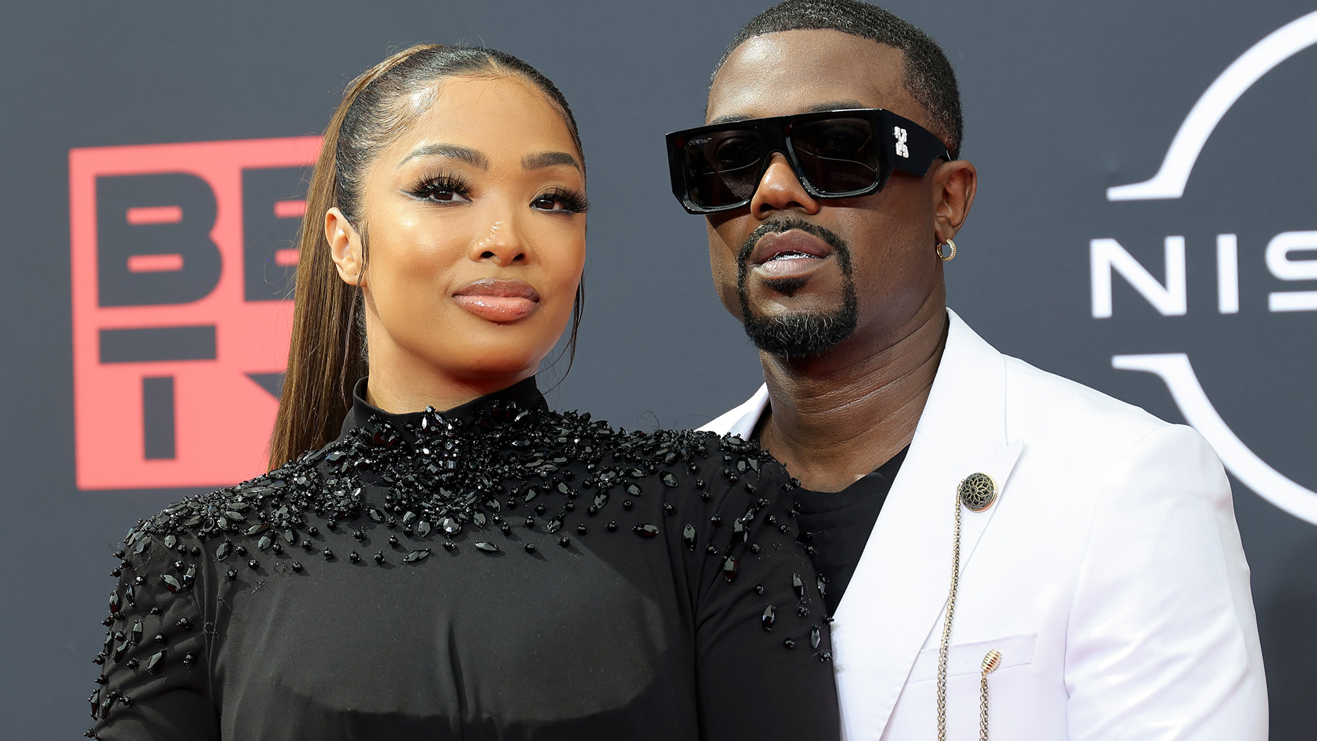 Princess Love and Ray J attend the 2022 BET Awards at Microsoft Theater on June 26, 2022 in Los Angeles, California.