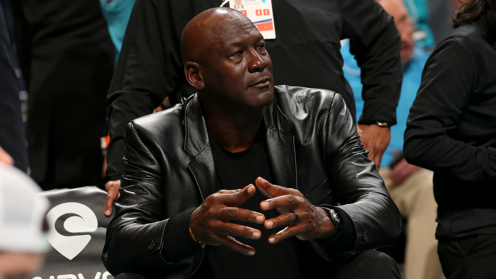 Michael Jordan attends the game between the Orlando Magic and Charlotte Hornets on March 1, 2023.