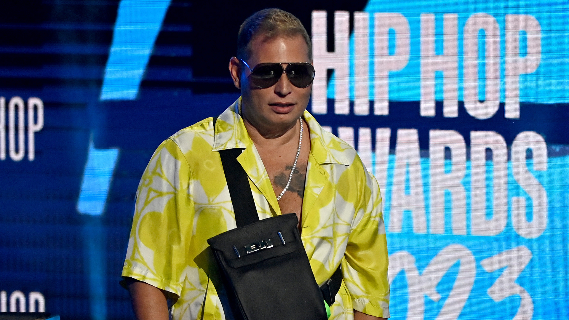 In this image released on October 10, 2023, Scott Storch performs onstage during the BET Hip Hop Awards 2023 at Cobb Energy Performing Arts Center on October 03, 2023 in Atlanta, Georgia