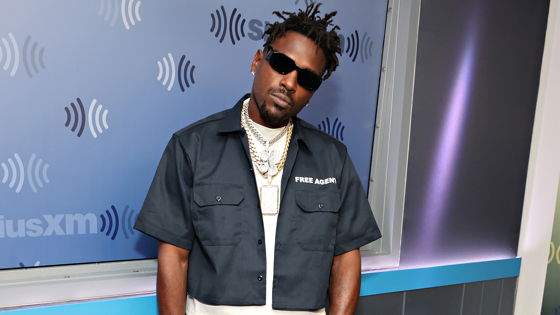 Antonio Brown visits the SiriusXM Studios on April 27, 2022 in New York City.