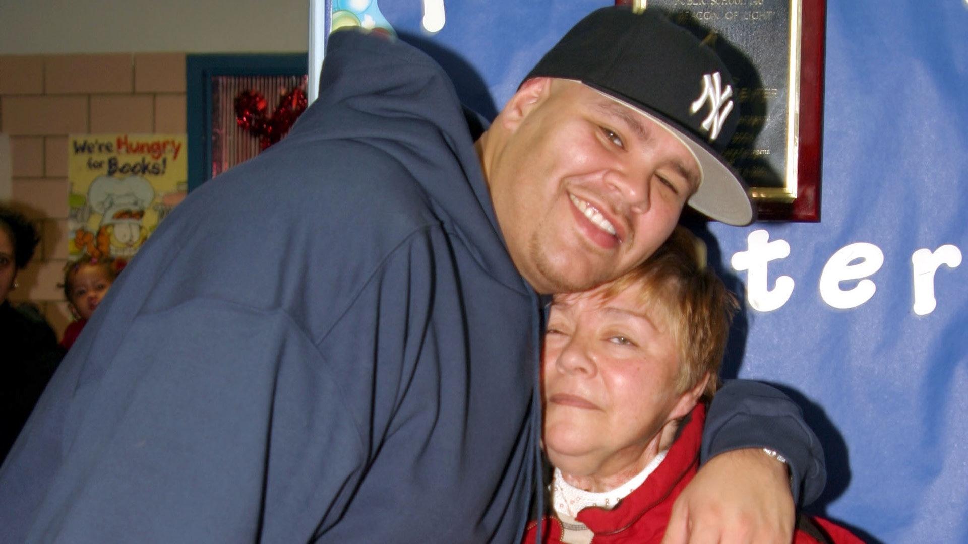 Fat Joe with his mother Marie Cartagena during Fat Joe Computer Donation to P.S.146 in the Bronx at P.S. 146 in New York City.